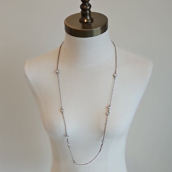 Banana Republic Elegant Silver Beaded Necklace - Picture 1 of 3